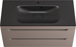 Style Line Тумба с кварцевой раковиной антрацит Остин 100 подвесная тауп темный – фотография-1